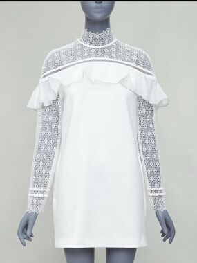 Rose Lani Military Cape Lace Dress White Size Medium